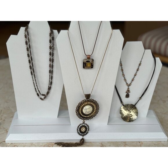 Bronze & Gold Multi-Style Pendant Necklace Set- 5 piece set - Picture 8 of 8
